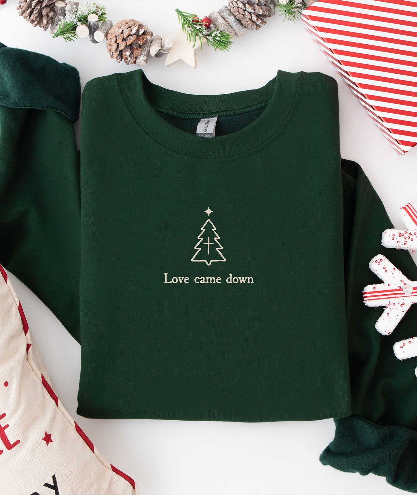 Love Came Down Crewneck - Forest Green