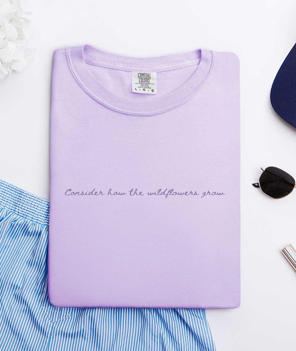 Consider The Wildflowers Tee - Orchid