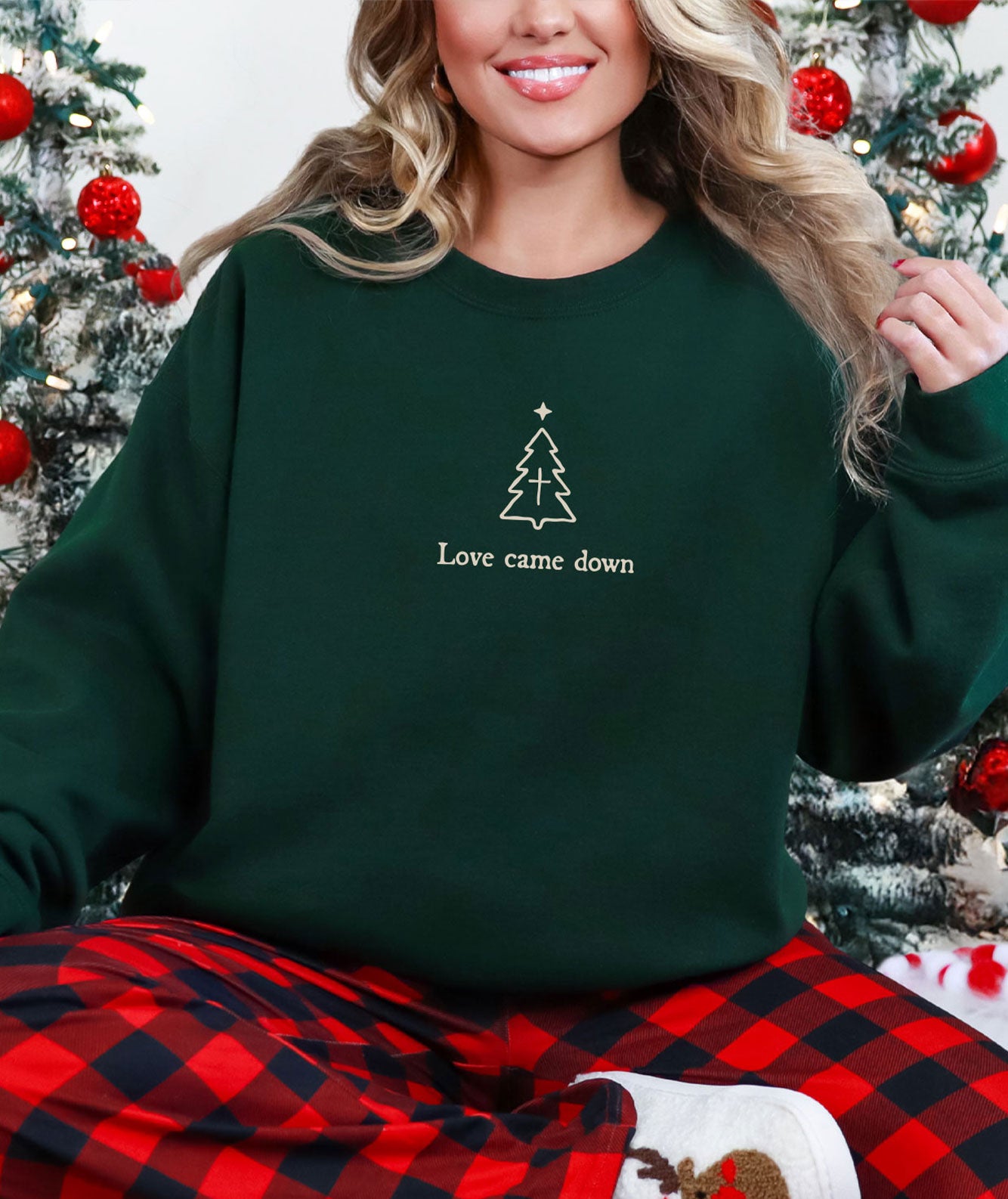 Love Came Down Crewneck - Forest Green