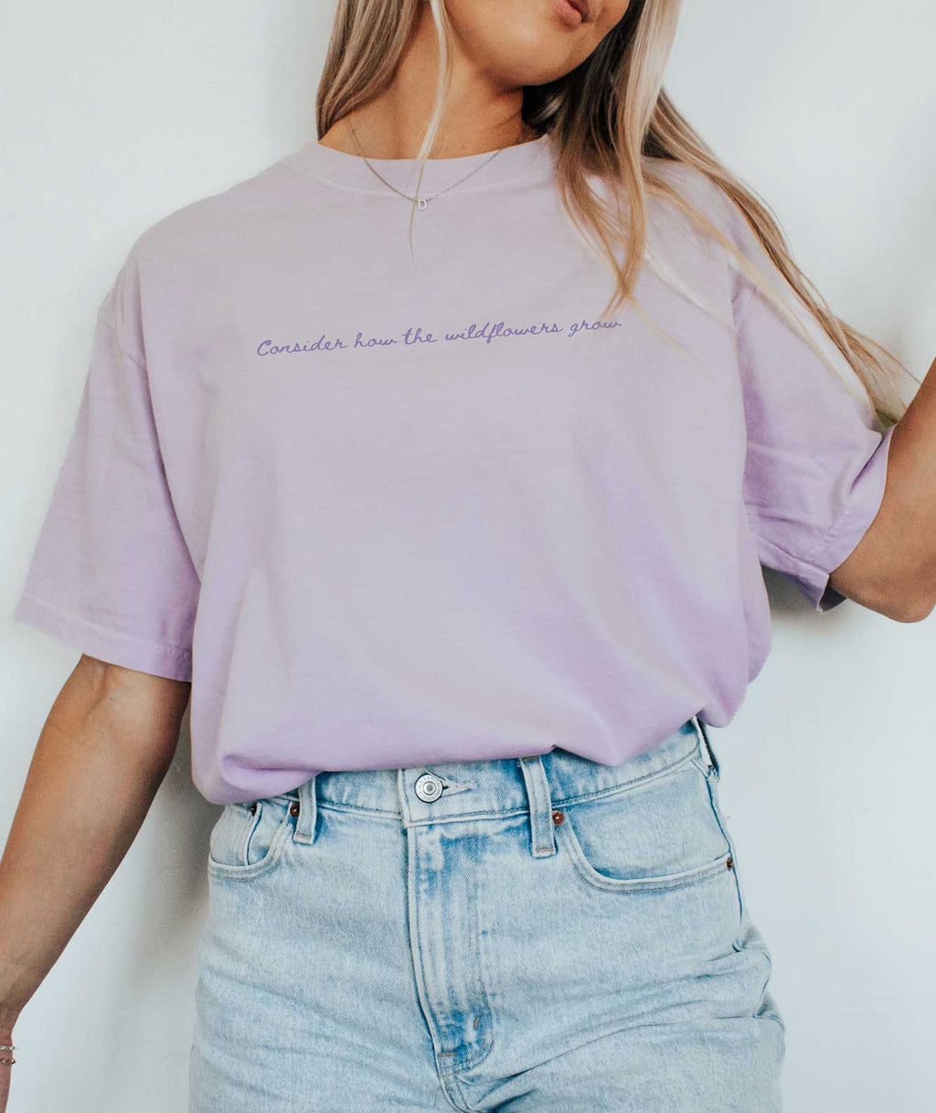 Consider The Wildflowers Tee - Orchid